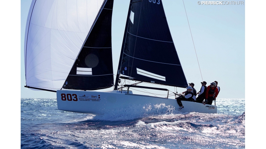 Eddy Eich's Musto Racing GER803 at the 2019 Melges 24 World Championship in Villasimius, Sardinia, Italy