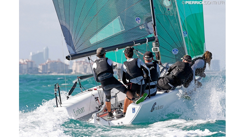 Conor Clarke's Embarr IRL829 with Stuart McNay helming - 2016 Melges 24 World Champion in Miami