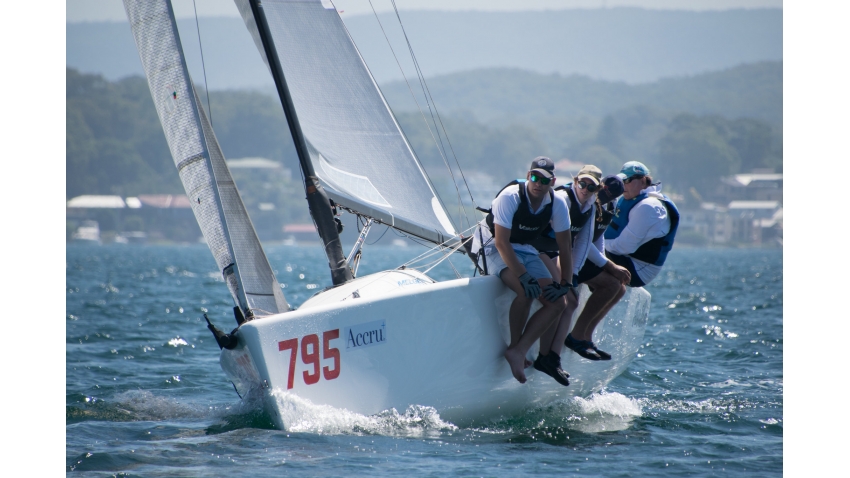 Steve O' Rourke's Panther AUS795. On this photo sailing at the 2019 Accru Melges 24 Australian National Championship on lake Macquarie.