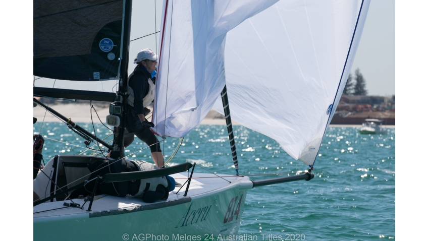 Glenda and Kevin Nixon's Accru sits fourth overall after Day 1 - 2020 Melges 24 Australian Titles