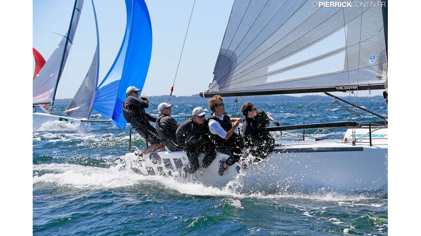 Gill Race Team GBR694 of Miles Quinton with Geoff Carveth at the helm and Graig Burlton, Adam Brushett and Catherine Alton in crew - 2016 Melges 24 Europeans - Hyeres, France