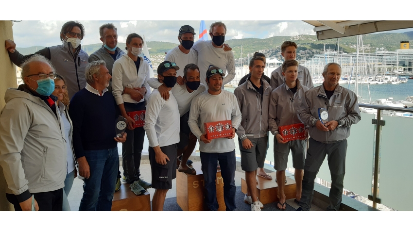 Overall podium of the final event of the 2020 Melges 24 European Sailing Series in Trieste