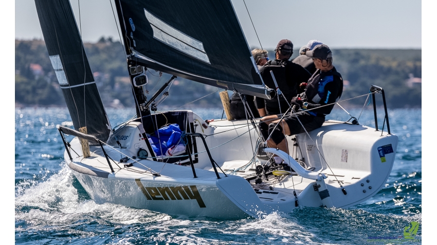 Lenny EST790 of Tõnu Tõniste is the solid leader of the Corinthian division completing the provisional overall podium after Day Three at the Melges 24 European Championship 2021 in Portoroz, Slovenia