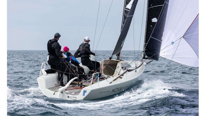 Universitas Nova CRO567 of Ivan Kljakovic Gaspic scored 3-6-3 and 12 points in total and is on the second position after Day One of the first event of the Melges 24 European Sailing Series 2022 in Rovinj, Croatia.