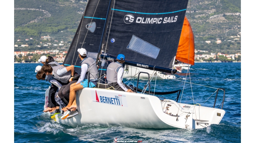 Leonardo Centuori's Strambapapa ITA689 sailing on six at the Melges 24 European Championship 2024 in Split, Croatia