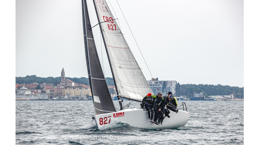 BlueLabel CRO827 - Petar Smojver, Bela Jelaca, Hrvoje Petrovic, Robert Mislej and Davor Jelaca - Luki Baustoffe CRO Melges 24 Cup 2025 Biograd