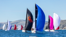 Two six-member teams - The Pimp CRO358 and Sitting Duck SWE508 in front of the pack at the Melges 24 European Championship 2024 in Split, Croatia